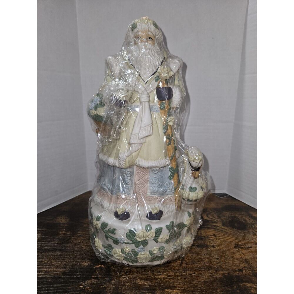 Springtime Musical Santa With Basket Of Flowers And Swan